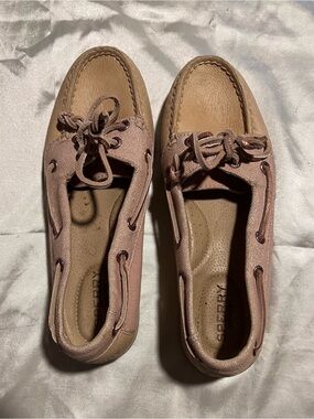 Sperry Women's Blush Canvas Boat Moccasins with Tan Trim